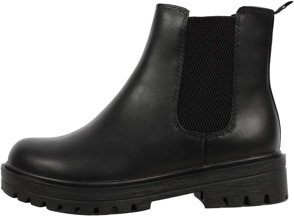 Soda Women's Faux Leather Round Toe Chelsea High Top Platform Ankle Boot