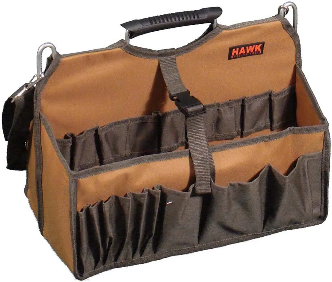 Soft-Sided Tool Bag | Design 16" x 13.5" x 9.5" (40.6 x 34.3 x 24.1 cm) | Metal Bar Reinforcement | Multiple Pockets & Straps | Great For Handyman