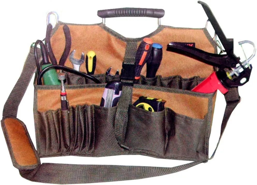 Soft-Sided Tool Bag | Design 16" x 13.5" x 9.5" (40.6 x 34.3 x 24.1 cm) | Metal Bar Reinforcement | Multiple Pockets & Straps | Great For Handyman