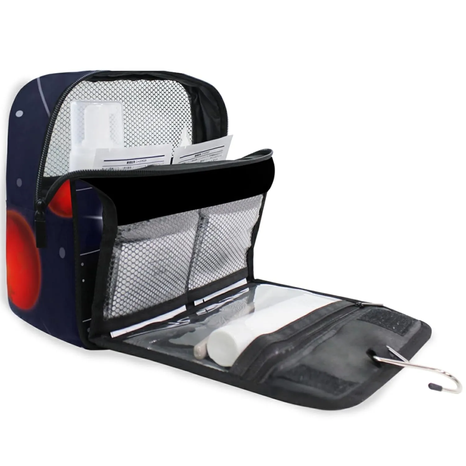 Solar System with the Sun Earth Mars Mercury Jupiter Saturn Uranus Travel Cosmetic Bag, Hanging Toiletry Wash bag, Portable Makeup Organizer Brush Case, Storage Bag with Hook for Bathroom Toilet