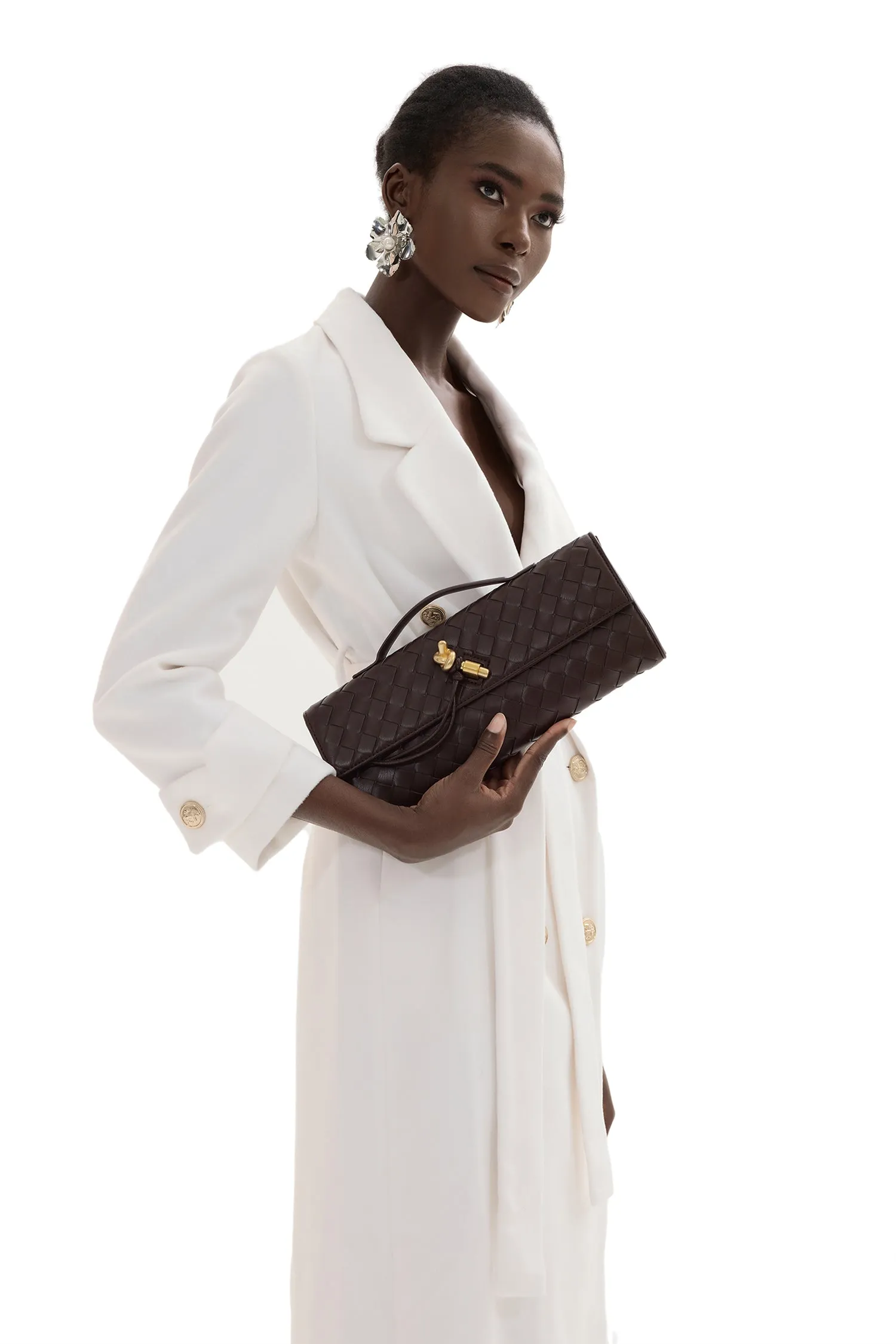 Solid Faux Leather Tote Clutches Bag