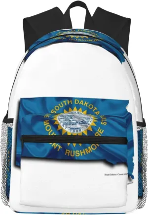 South Dakota Flag Map Backpack Large Sports Bag, Best for Basketball, Soccer, Volleyball, Swim, Gym, Travel