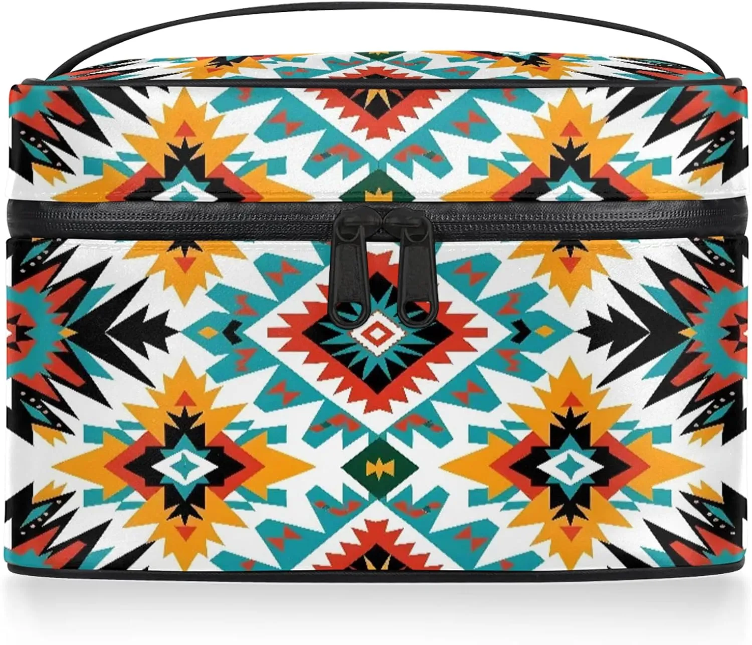 Southwestern Aztec Travel Toiletry Bag Large Capacity Makeup Case Organizer with Handle Cosmetic Case for Women Girls