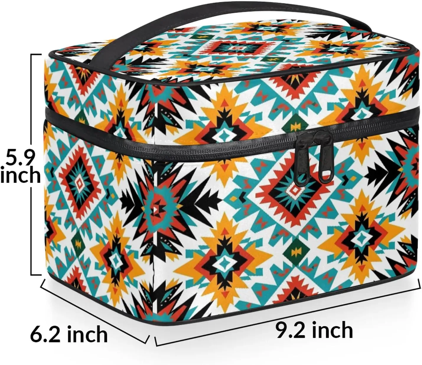 Southwestern Aztec Travel Toiletry Bag Large Capacity Makeup Case Organizer with Handle Cosmetic Case for Women Girls