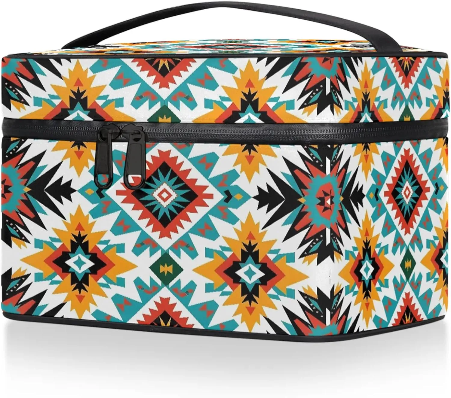 Southwestern Aztec Travel Toiletry Bag Large Capacity Makeup Case Organizer with Handle Cosmetic Case for Women Girls