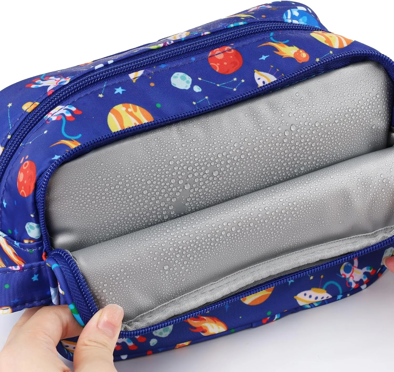 Space Kids Toiletry Bag for Boys, Travel Toiletry Bag for Little Young Boys Waterproof Hanging Wash Bag Toddler Traveling Toiletries, Blue