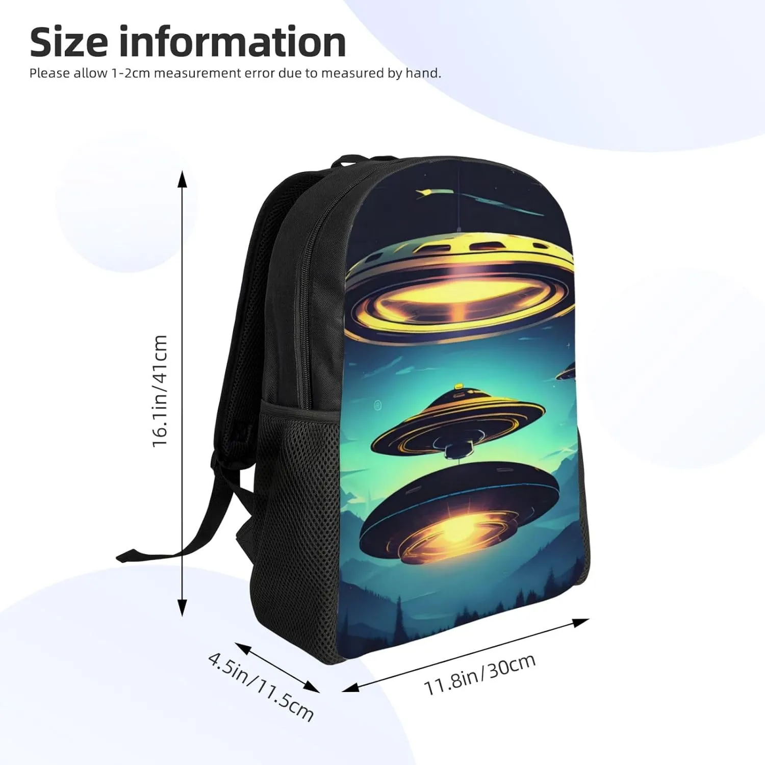 Spacecraft descend Printed Travel Laptop Backpack for Men Women, Funny Daily Use Computer Bag, Waterproof Casual Daypack
