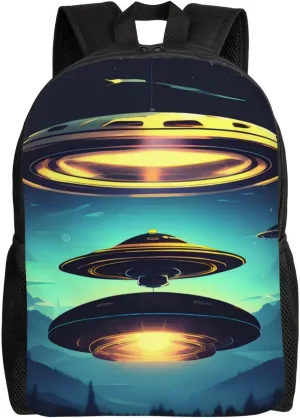 Spacecraft descend Printed Travel Laptop Backpack for Men Women, Funny Daily Use Computer Bag, Waterproof Casual Daypack