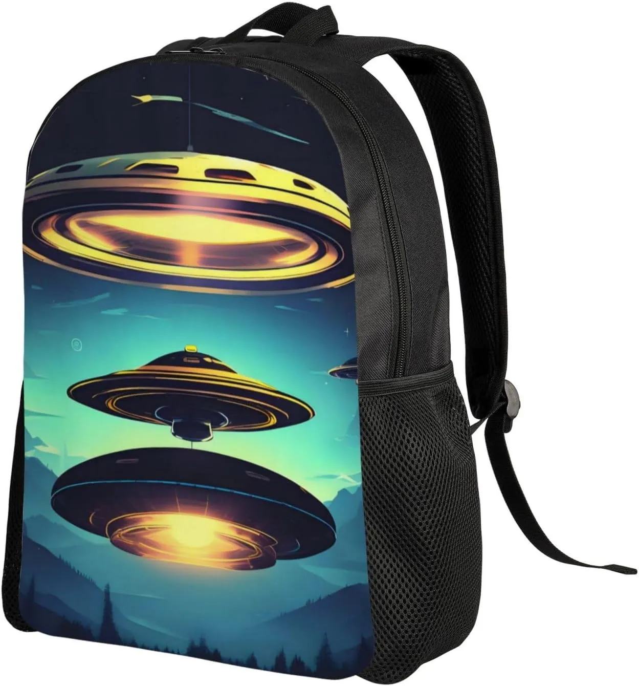 Spacecraft descend Printed Travel Laptop Backpack for Men Women, Funny Daily Use Computer Bag, Waterproof Casual Daypack
