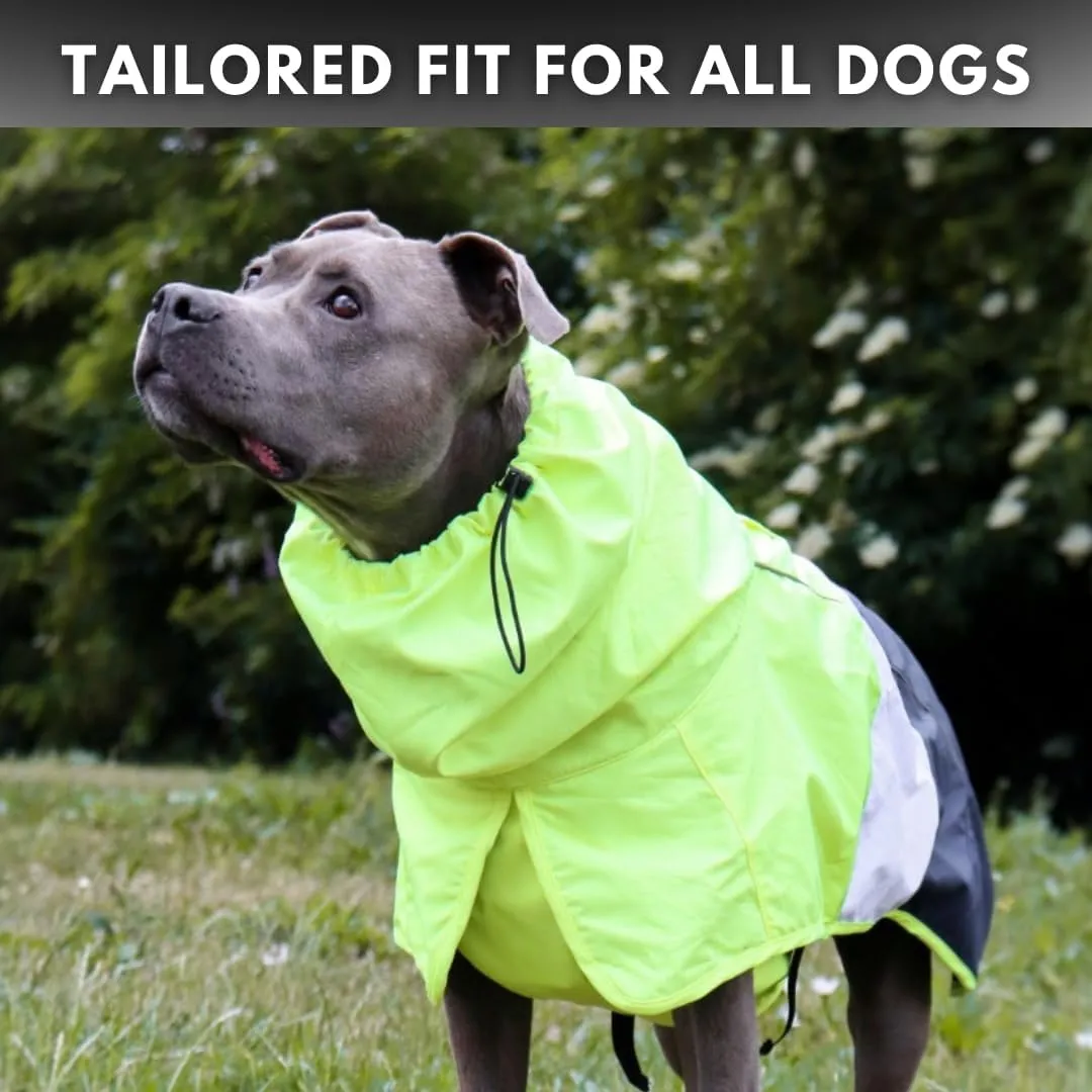 Spark Paws Dog Raincoat, Waterproof Windproof Rain Jacket, for Small Medium Large Extra Large Dogs, Reflective Breathable Full-Body Coverage Dry Suit - Neon White Navy Blue, M
