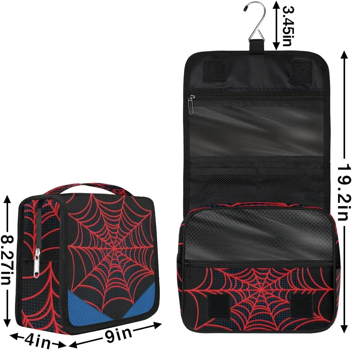 Spider Web Boys Hanging Toiletry Bag for Kids Shaving Bag Hanging Makeup Bag Waterproof Cosmetic Bag for Kids Adult Travel Essential