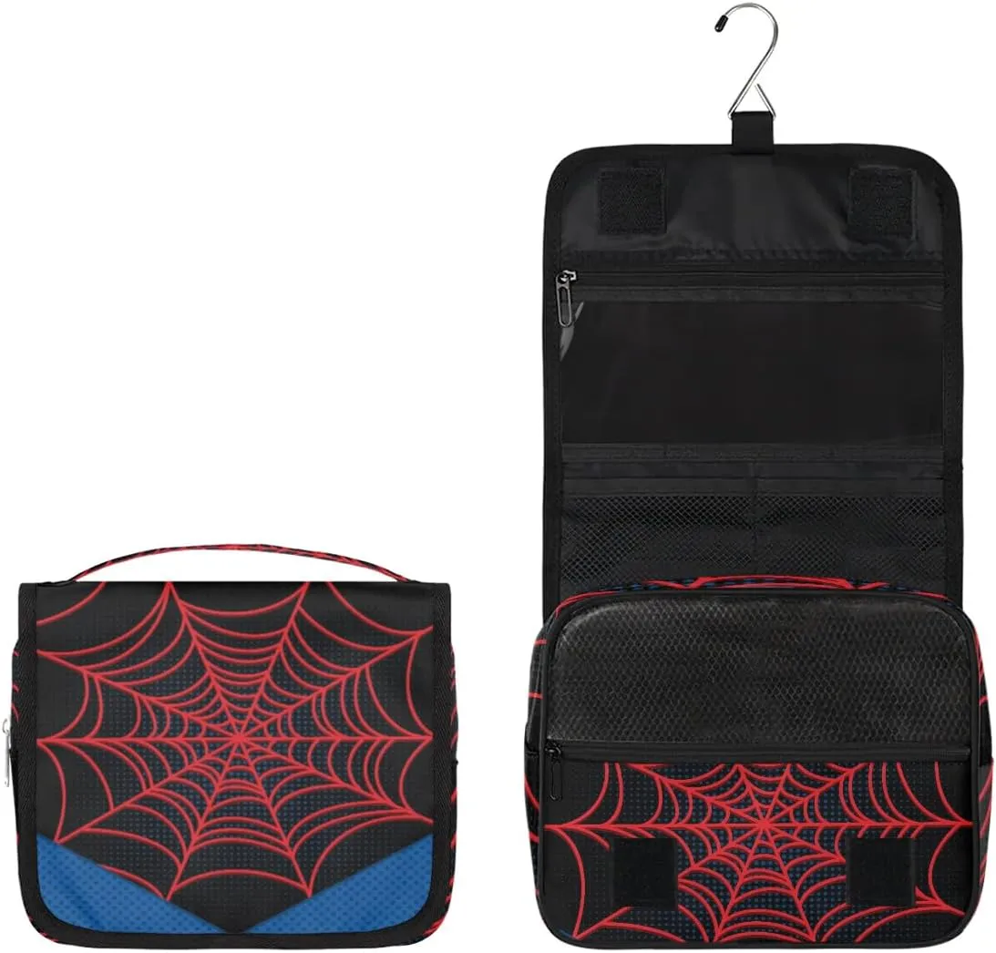 Spider Web Boys Hanging Toiletry Bag for Kids Shaving Bag Hanging Makeup Bag Waterproof Cosmetic Bag for Kids Adult Travel Essential