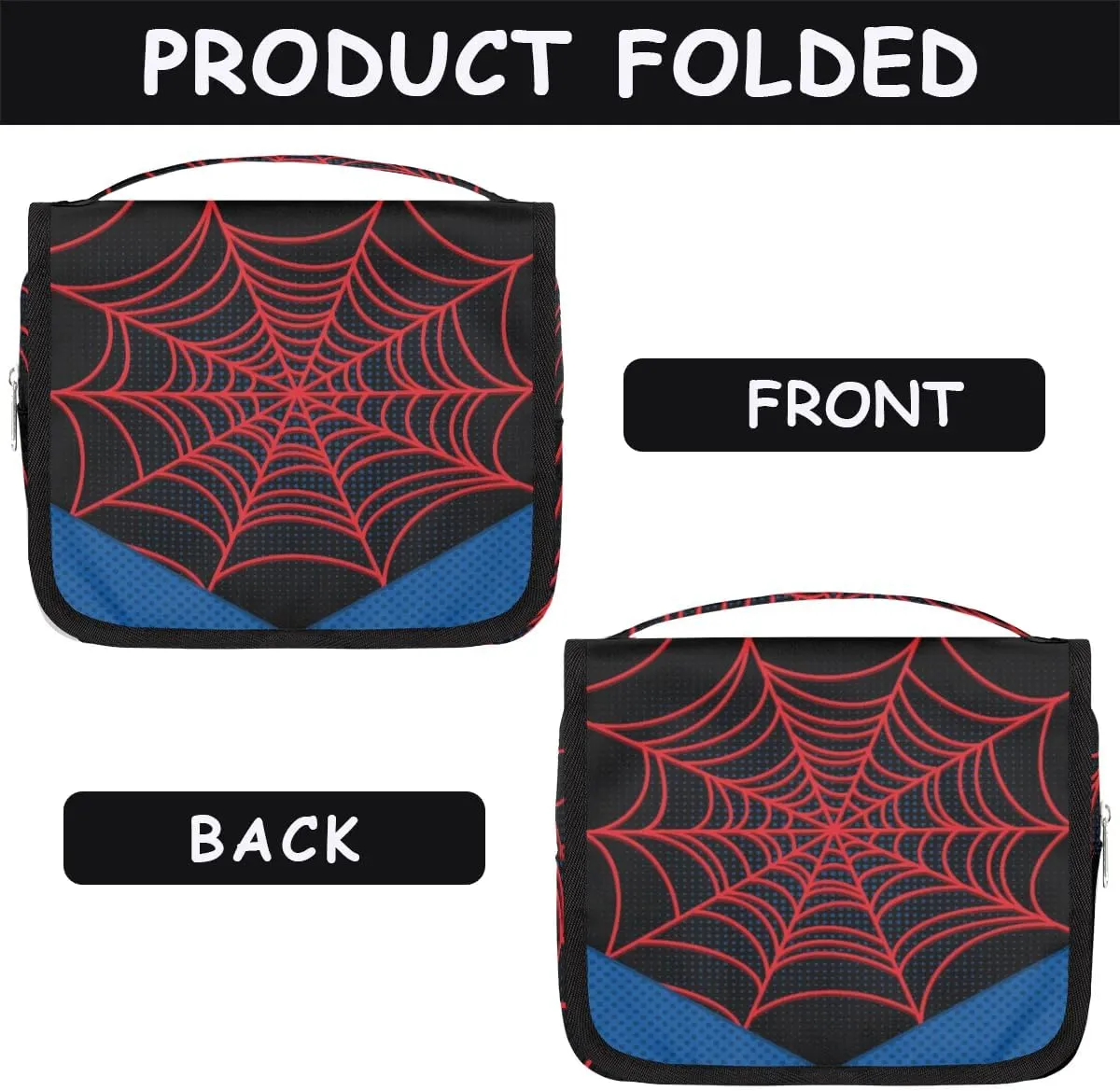 Spider Web Boys Hanging Toiletry Bag for Kids Shaving Bag Hanging Makeup Bag Waterproof Cosmetic Bag for Kids Adult Travel Essential