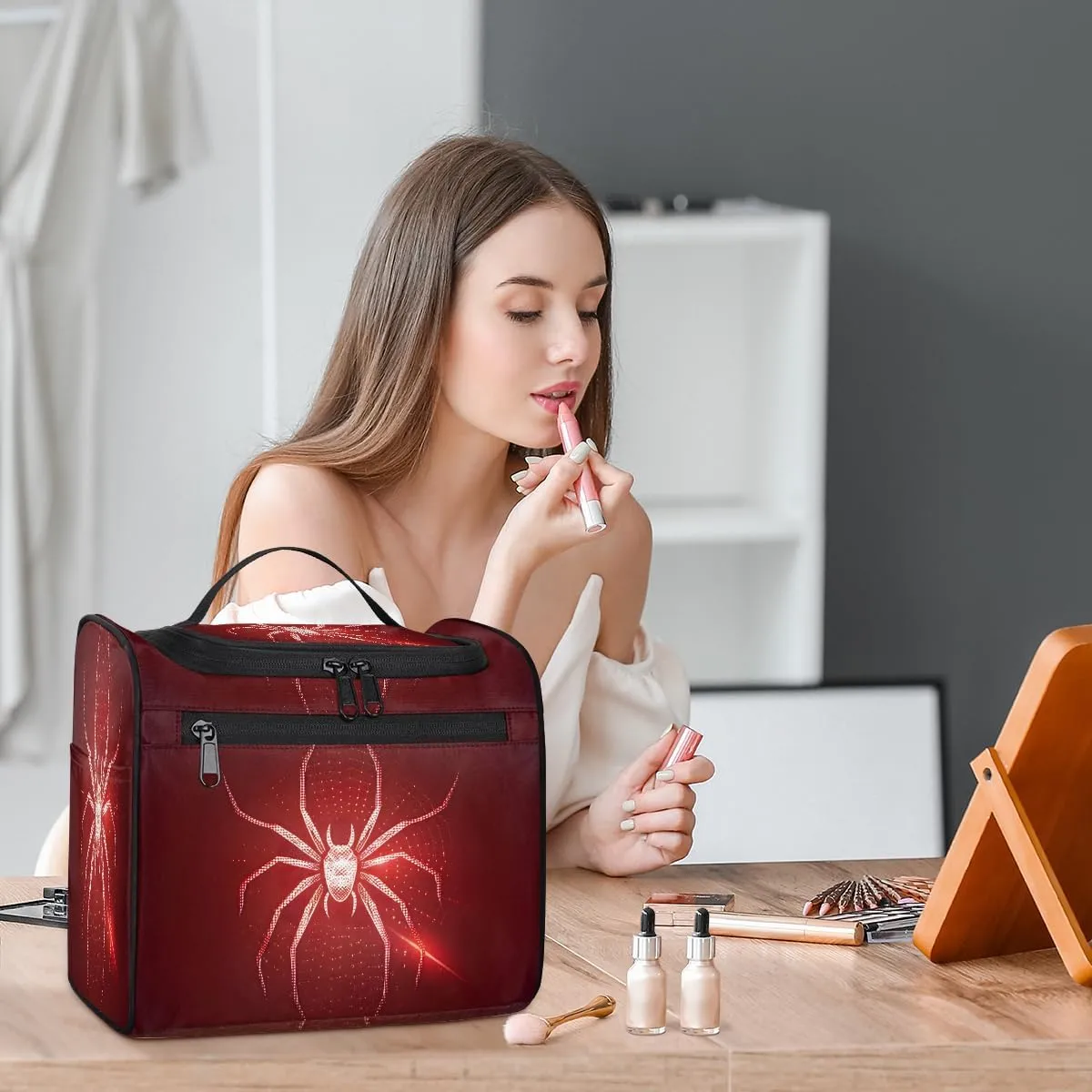 Spiders Travel Toiletry Bag for Women Large Capacity Wide-open Makeup Organizer Cosmetic Travel Bags for Toiletries