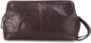 Spikes & Sparrow Leather Toiletry Bag with Zip Frame in Doctor's Style, Standard Size