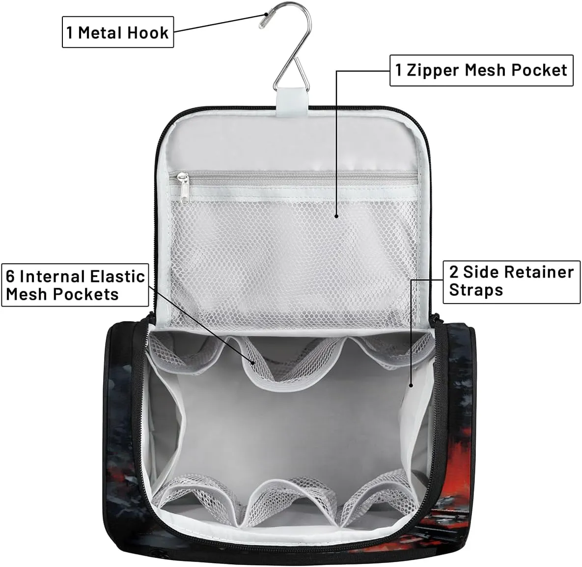 Steam Engine Old Train Travel Toiletry Bag for Men and Women, Large Hanging Makeup Bag Organizer Toiletries Bag for Travel, Cosmetic Bag with Handle