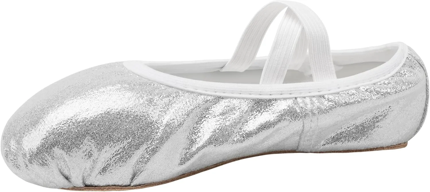 Stelle Ballet Shoes for Girls Glitter | Metallic Faux Leather Ballet Slippers Dance Shoes for Toddler/Little/Big Kids