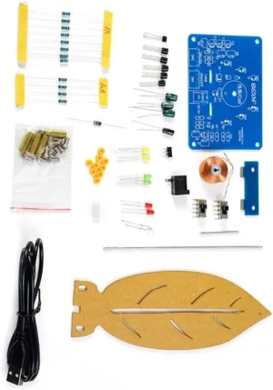 STEM Education Electromagnetic Swing Soldering Kits Leaf Shape Pendulums Needle with LED Light for Electronics