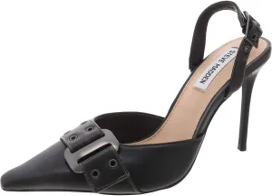 Steve Madden Womens Dillon Buckle Faux Leather Slingback Heels