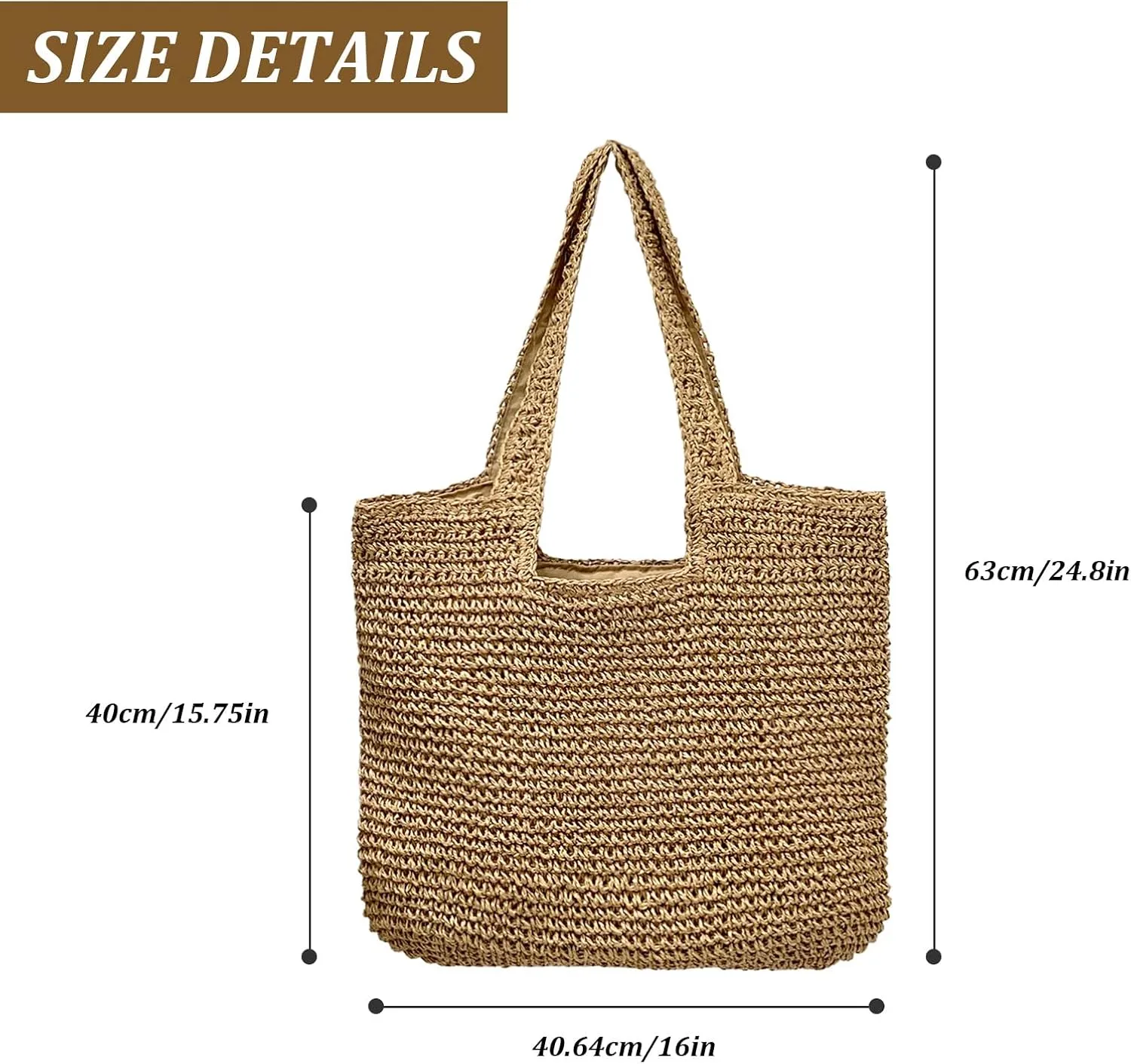 Straw Beach Bags for Women, Large Summer Boho Woven Tote Bag, Shoulder Handbags for Women for Beach Picnic Vacation
