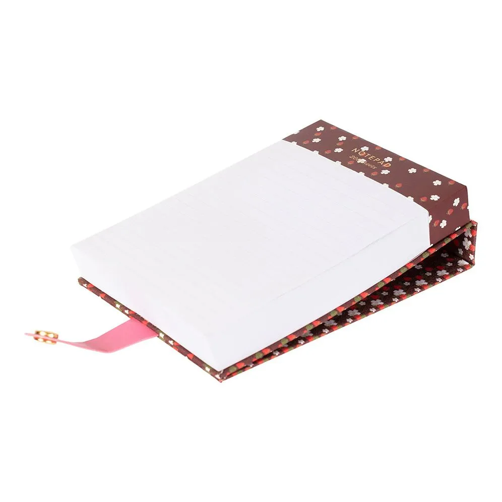 Strawberry Fields Book Cloth Notepad w Snap Closure - Exclusive