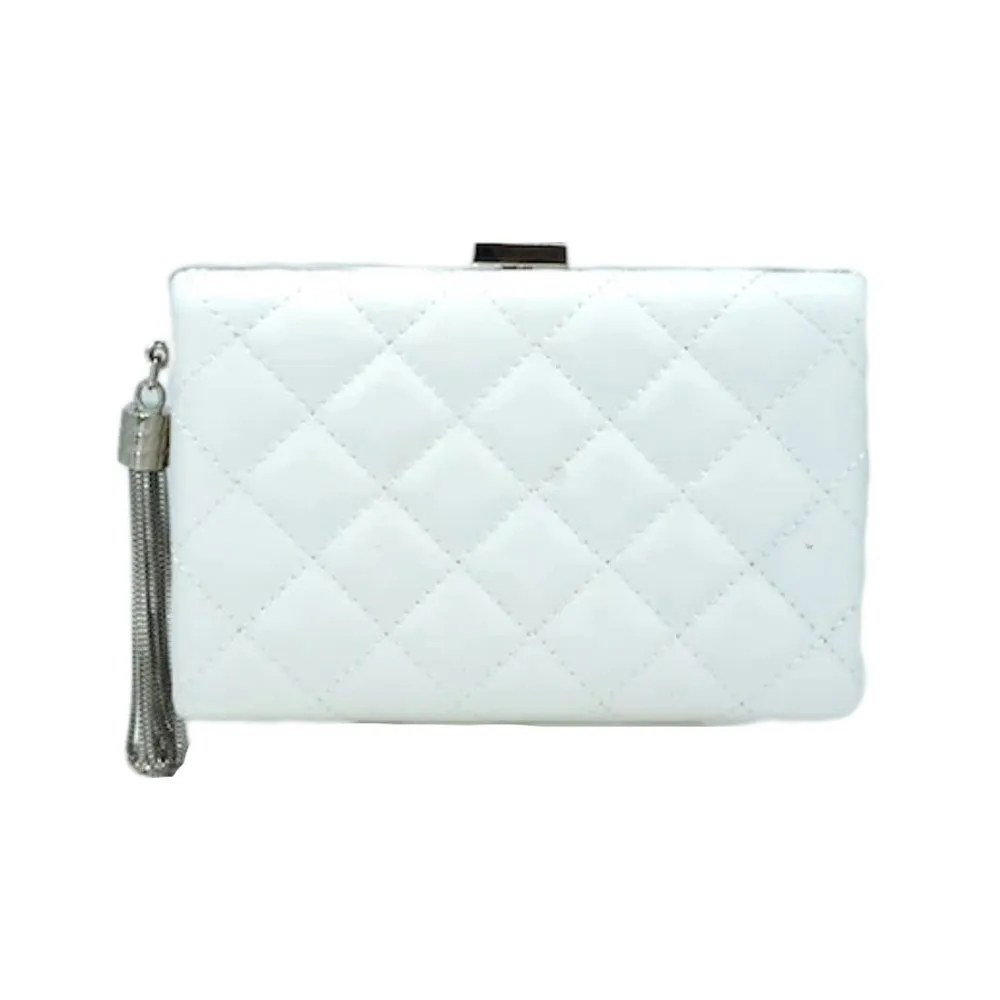 Stunning Fuchsia Quilted Tassel Chain Clutch Bag