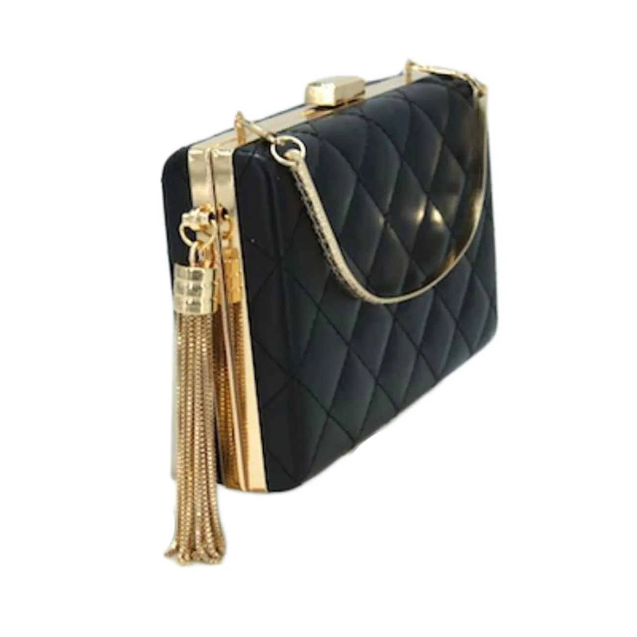 Stunning Fuchsia Quilted Tassel Chain Clutch Bag