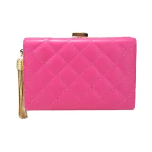 Stunning Fuchsia Quilted Tassel Chain Clutch Bag