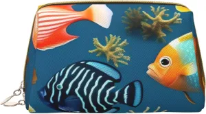 Submarine Reef Fish Portable Cosmetic Bag, *Travel Cosmetic Bag, Unisex, Zipper Closure, Suitable For Daily Use