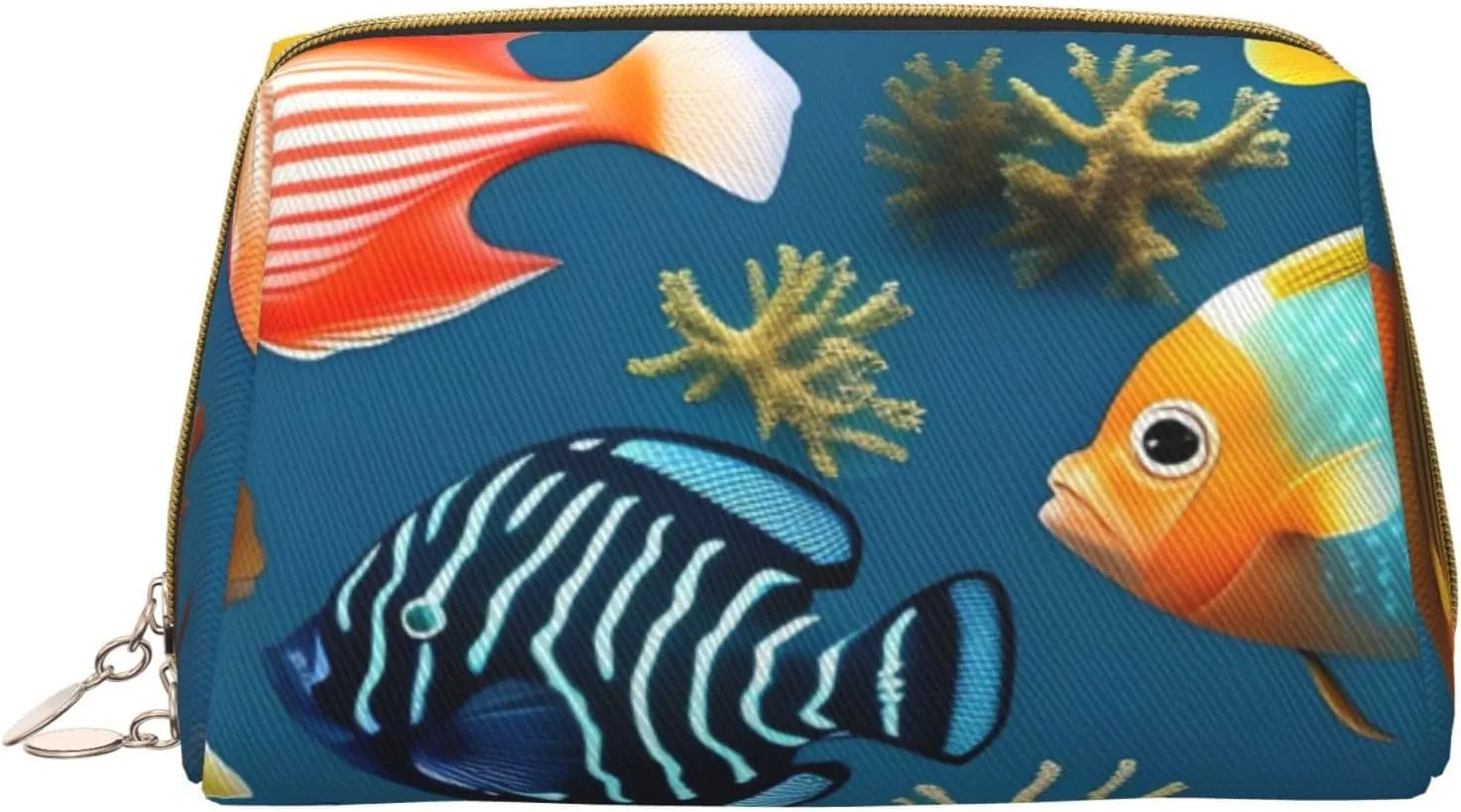 Submarine Reef Fish Portable Cosmetic Bag, *Travel Cosmetic Bag, Unisex, Zipper Closure, Suitable For Daily Use