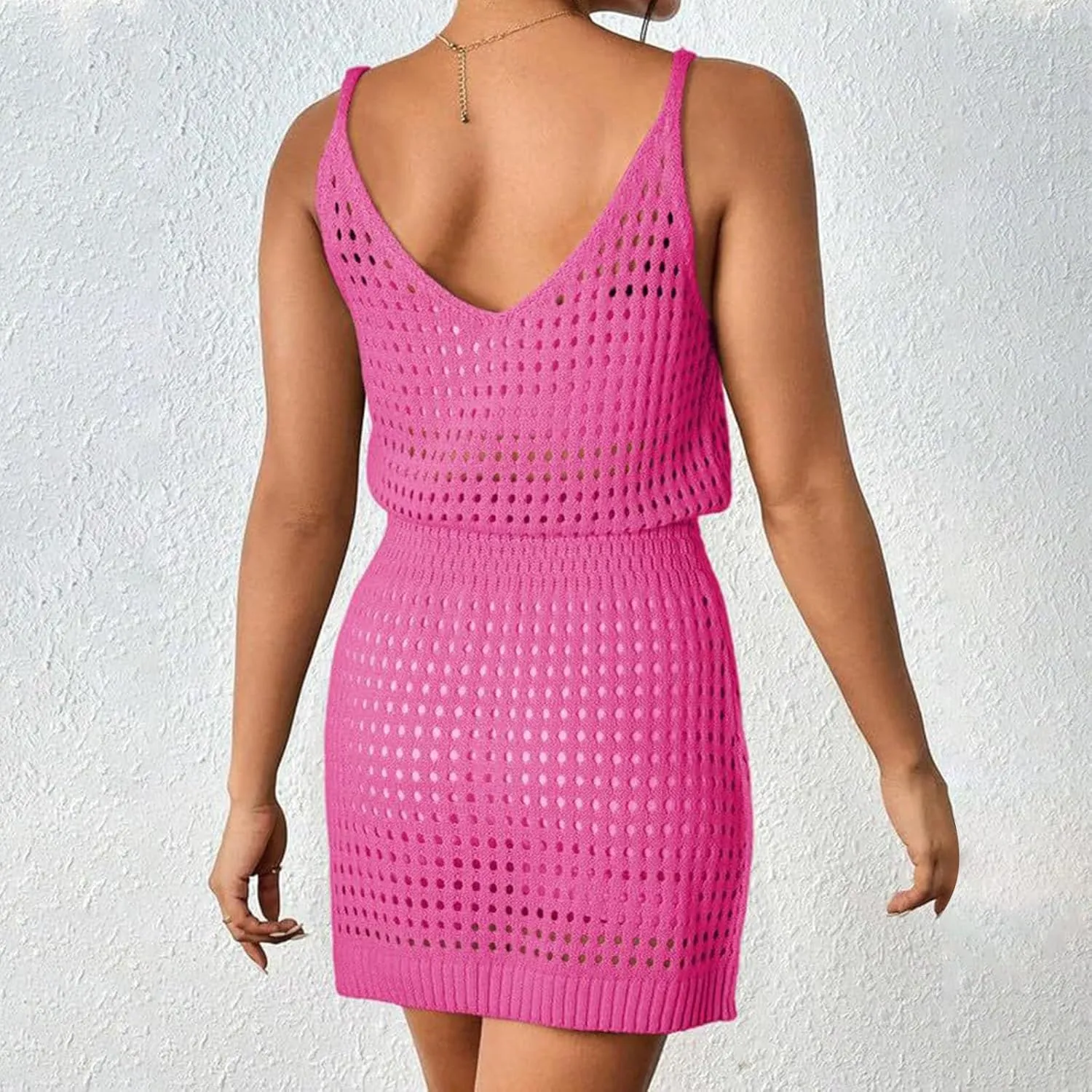 Summer Crochet Hollow Out Knit Beach Bathing Suit Swim Cover Ups Cruise Outfits Vacation Dresses for Women 2025