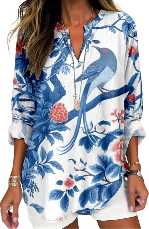 Summer Lightweight Blouses 3/4 Long Sleeve Office Shirts for Women V Neck Casual Fit Trendy Bussiness Work Tops