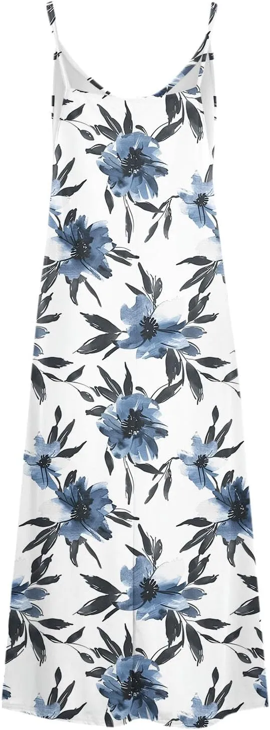 Summer Maxi Dresses for Women 2024 Sexy Floral Slip Dress Trendy Long V Neck Sun Dress Casual Summer Beach Vacation Outfits