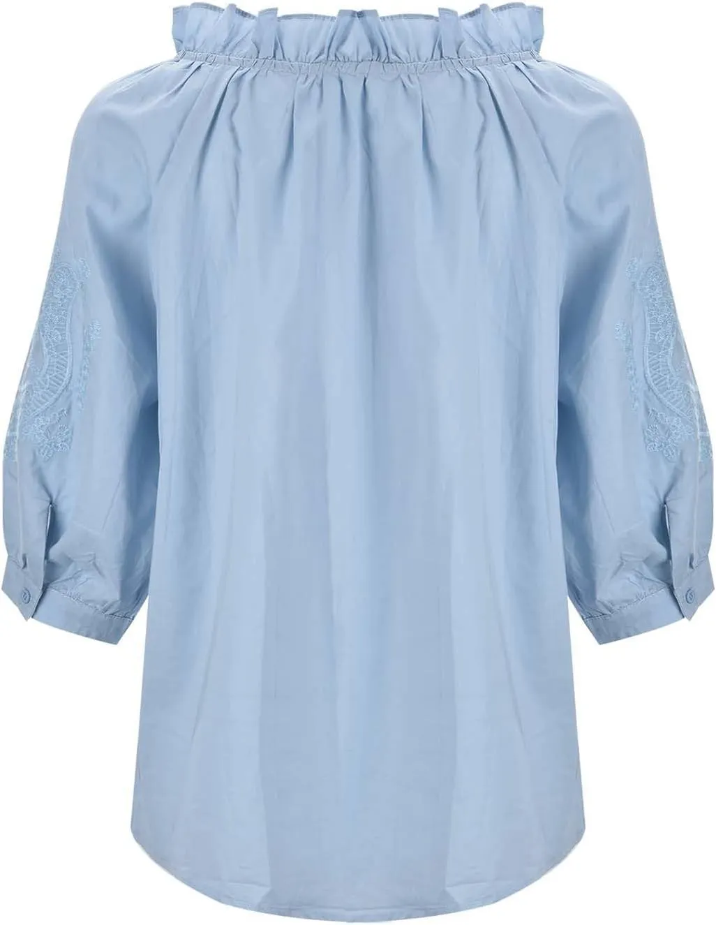 Summer Tops for Women 2025 Retro Embroidered 3/4 Sleeve Boho Tops Cotton Linen Hawaiian Shirts Cruise Outfits 2025
