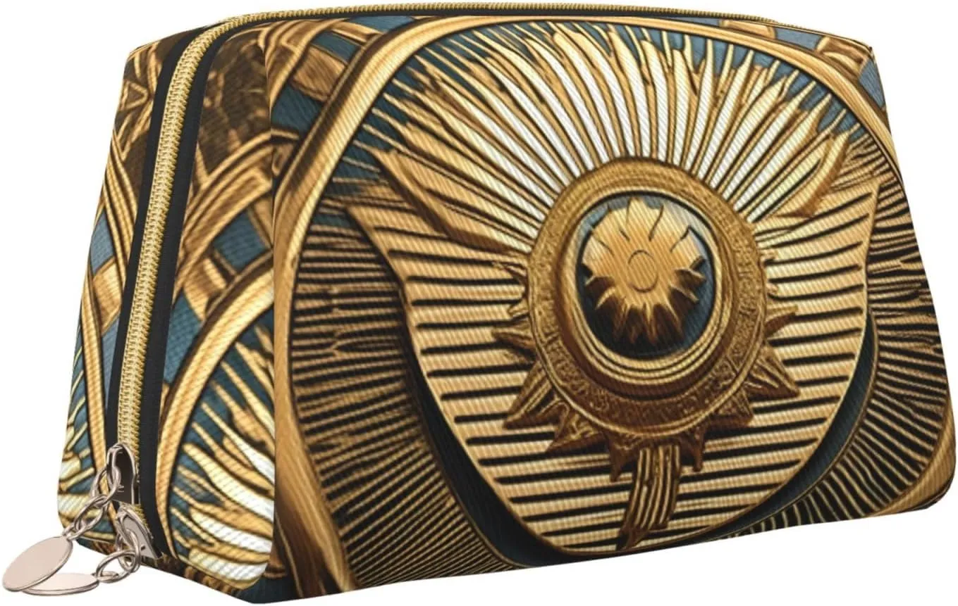 Sun Old Egyptian Timeless Grace Leather Toiletry Travel Bag, Compact Makeup Organizer For Women