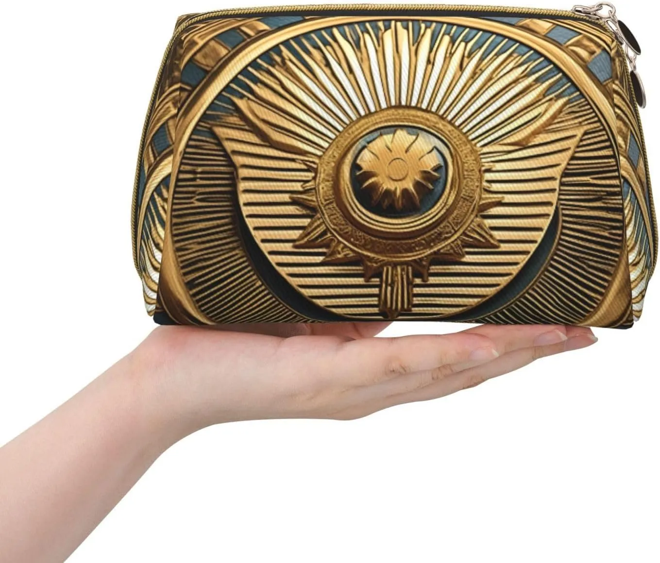 Sun Old Egyptian Timeless Grace Leather Toiletry Travel Bag, Compact Makeup Organizer For Women