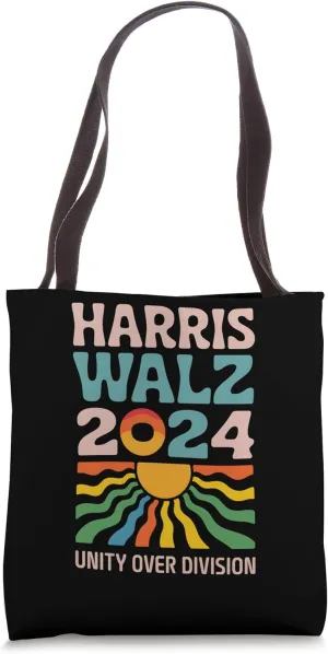 Support Harris Waltz 2024 Unity Over Division Boho Aesthetic Tote Bag
