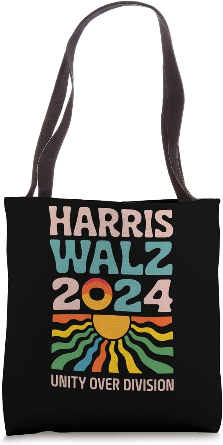 Support Harris Waltz 2024 Unity Over Division Boho Aesthetic Tote Bag