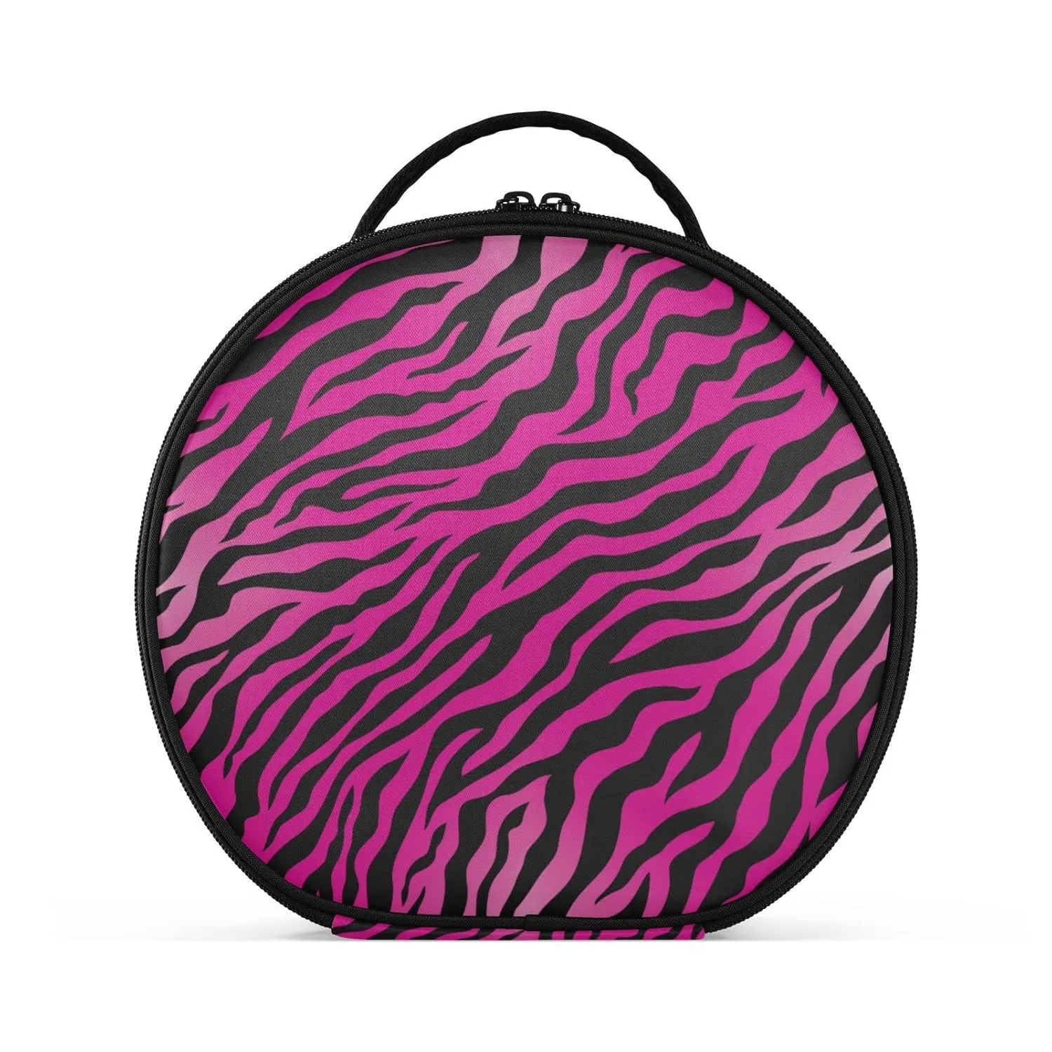 susiyo Makeup Case, Pink Animal Zebra Print Cosmetic Bag Organizer Travel Makeup Train Case with Adjustable Dividers