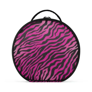 susiyo Makeup Case, Pink Animal Zebra Print Cosmetic Bag Organizer Travel Makeup Train Case with Adjustable Dividers