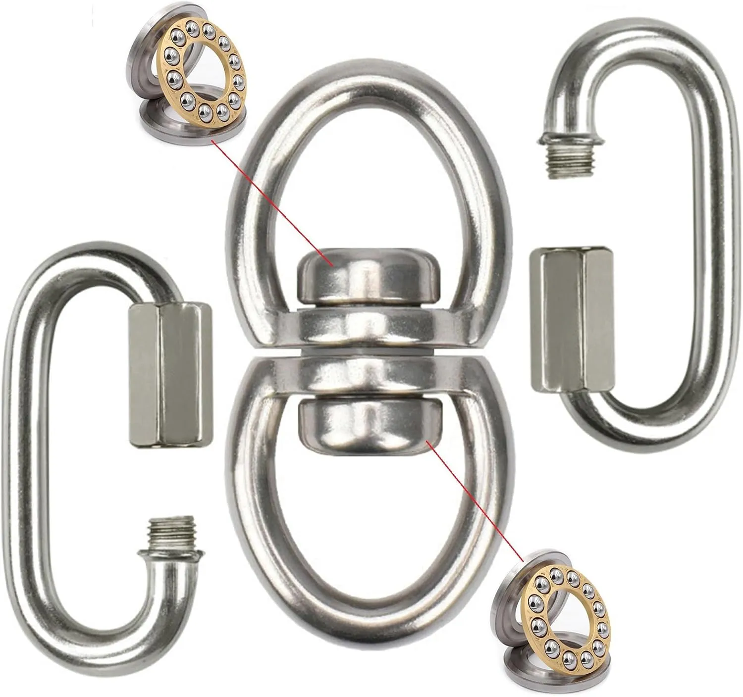 Swing Swivel Hanger Breaking Strength 360° Rotator for Tree Swing, Hammock Chair, Climbing Rope, Yoga, Kids Swing Swivel 1500LB Capacity
