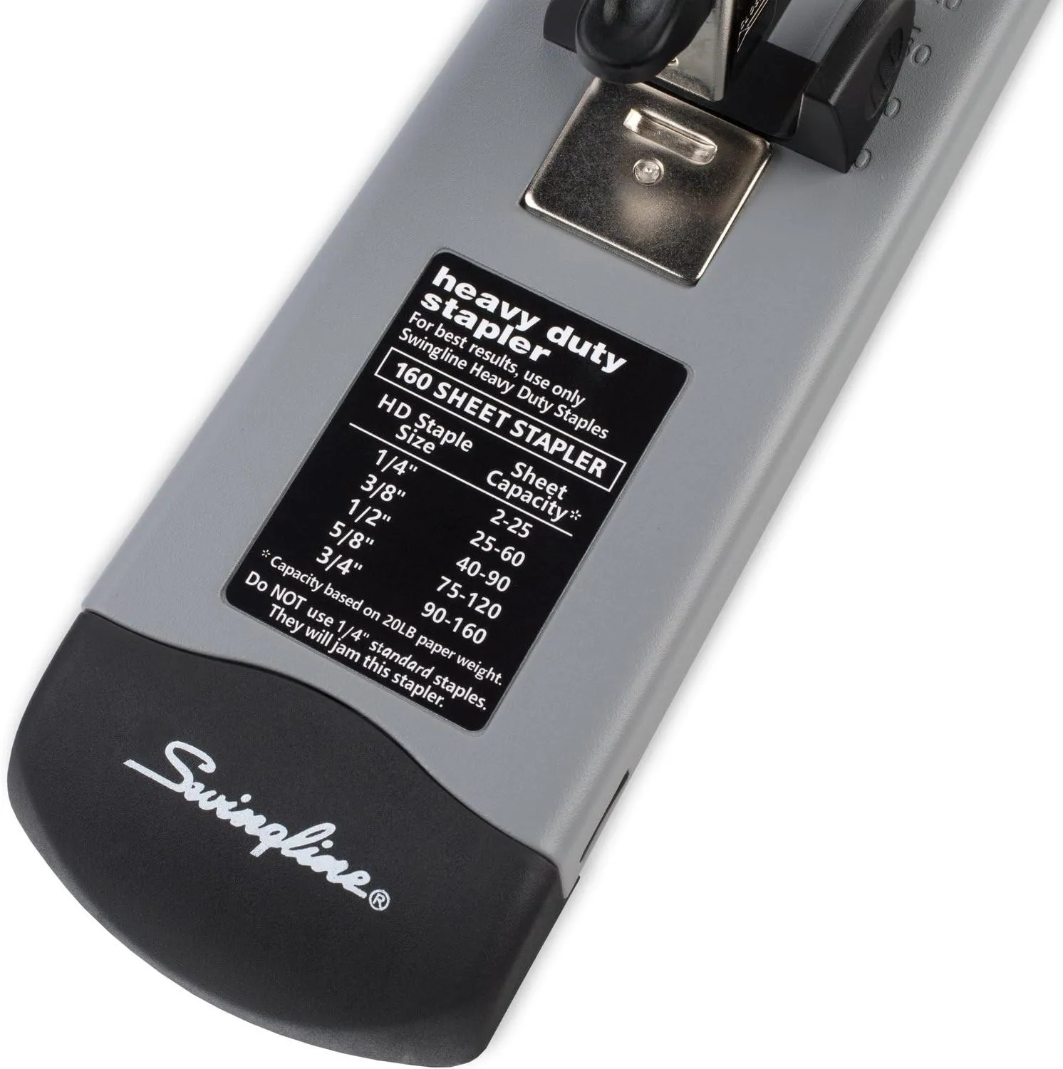 Swingline Heavy Duty Stapler, 160 Sheet Capacity, Jam Free, Metal, Black and Gray (39005)