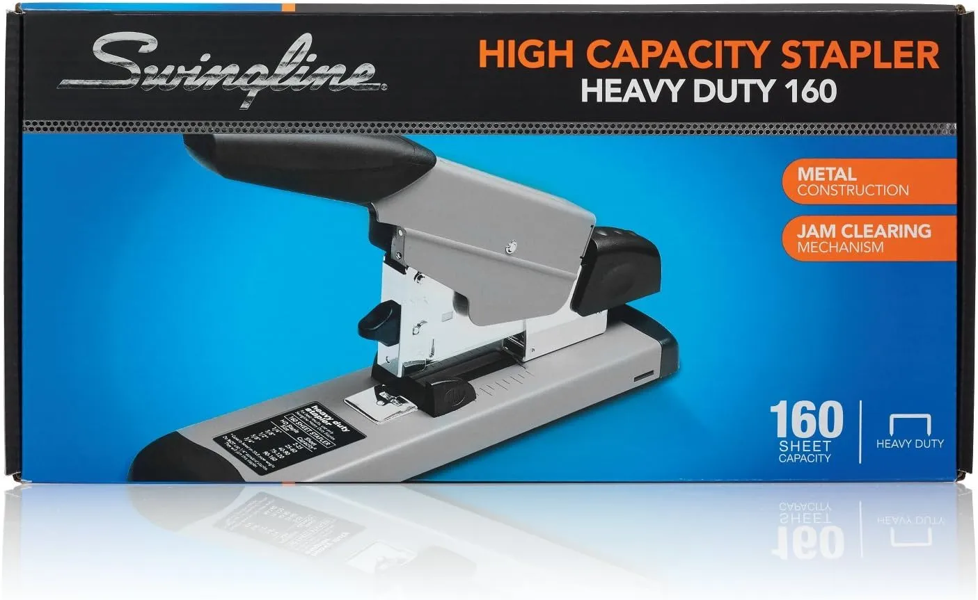 Swingline Heavy Duty Stapler, 160 Sheet Capacity, Jam Free, Metal, Black and Gray (39005)