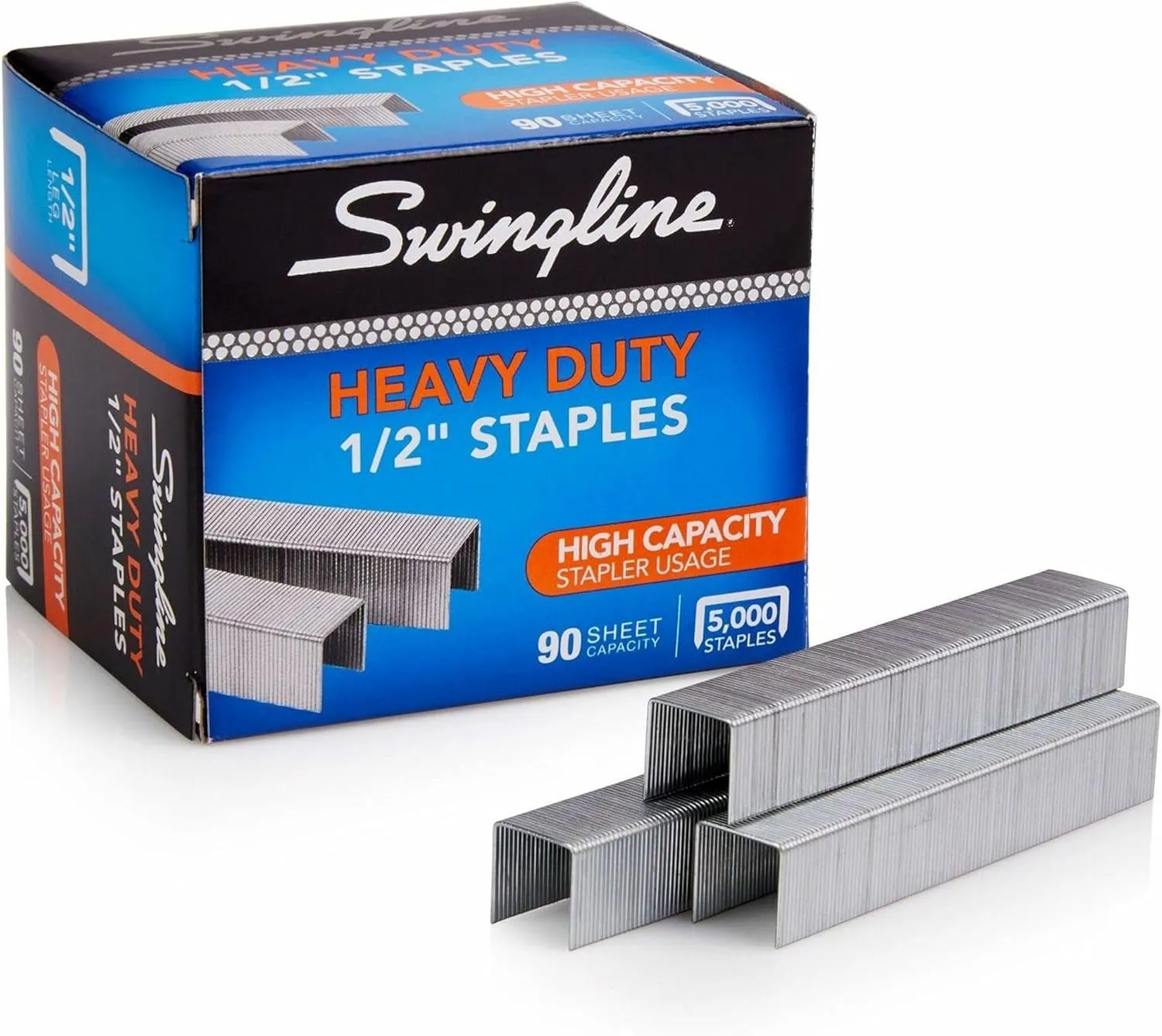 Swingline Staples, Heavy Duty for Desktop Staplers, 1/2" Length, 100/Strip, 5000/Box (79392)