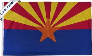 SYII Arizona Flag 3x5 Feet, Double Sided 3 Ply State of Arizona AZ Flags with 2 Brass Grommets, Heavy Duty Polyester Vivid Color Outdoor Banner