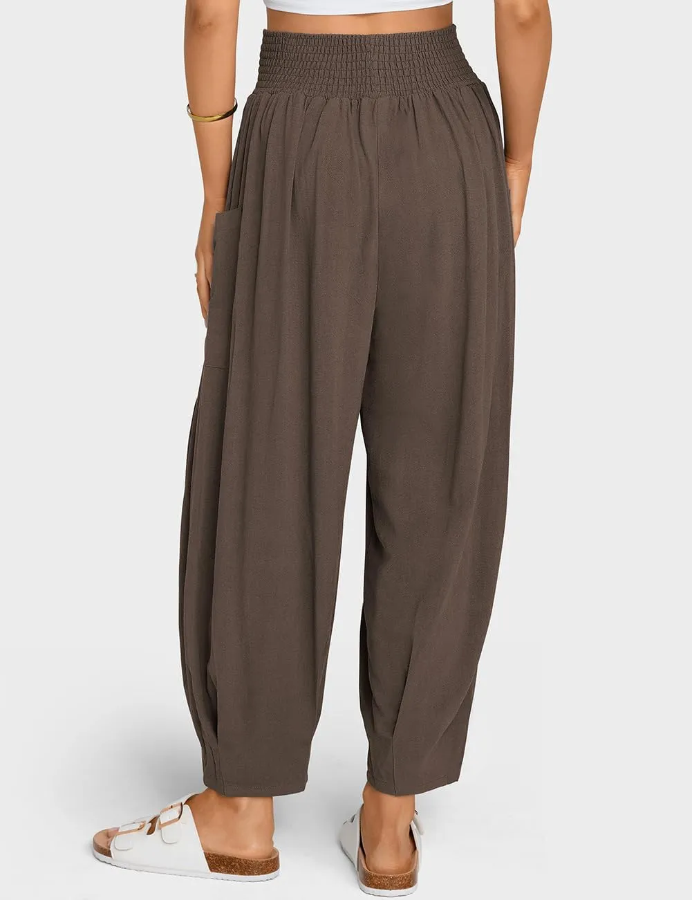 TARSE Women Linen Boho Pants Summer Casual Loose High Waist Cargo Lounge Harem Pant 2025 Beach Travel Vacation Outfits