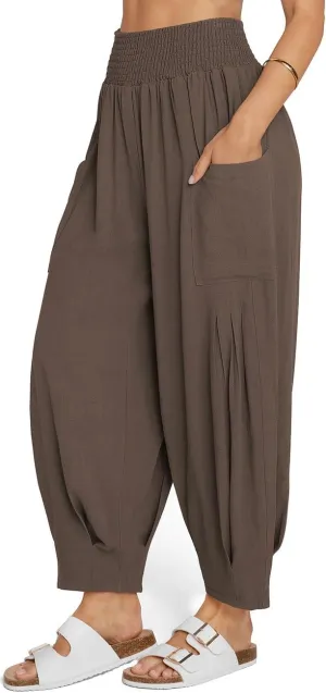 TARSE Women Linen Boho Pants Summer Casual Loose High Waist Cargo Lounge Harem Pant 2025 Beach Travel Vacation Outfits