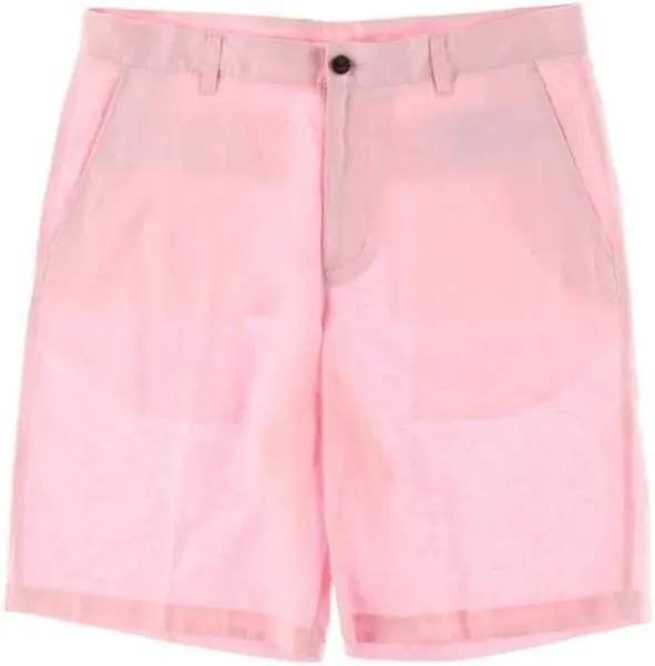 Tasso Elba Mens Linen Flat Front Dress Shorts Pink 34