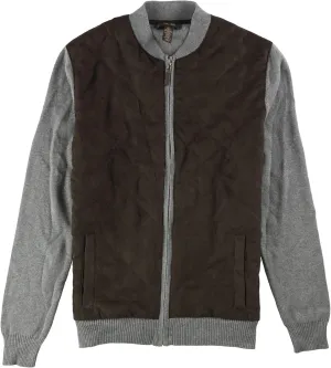 Tasso Elba Mens Quilted Front Baseball Jacket Steel Heather L