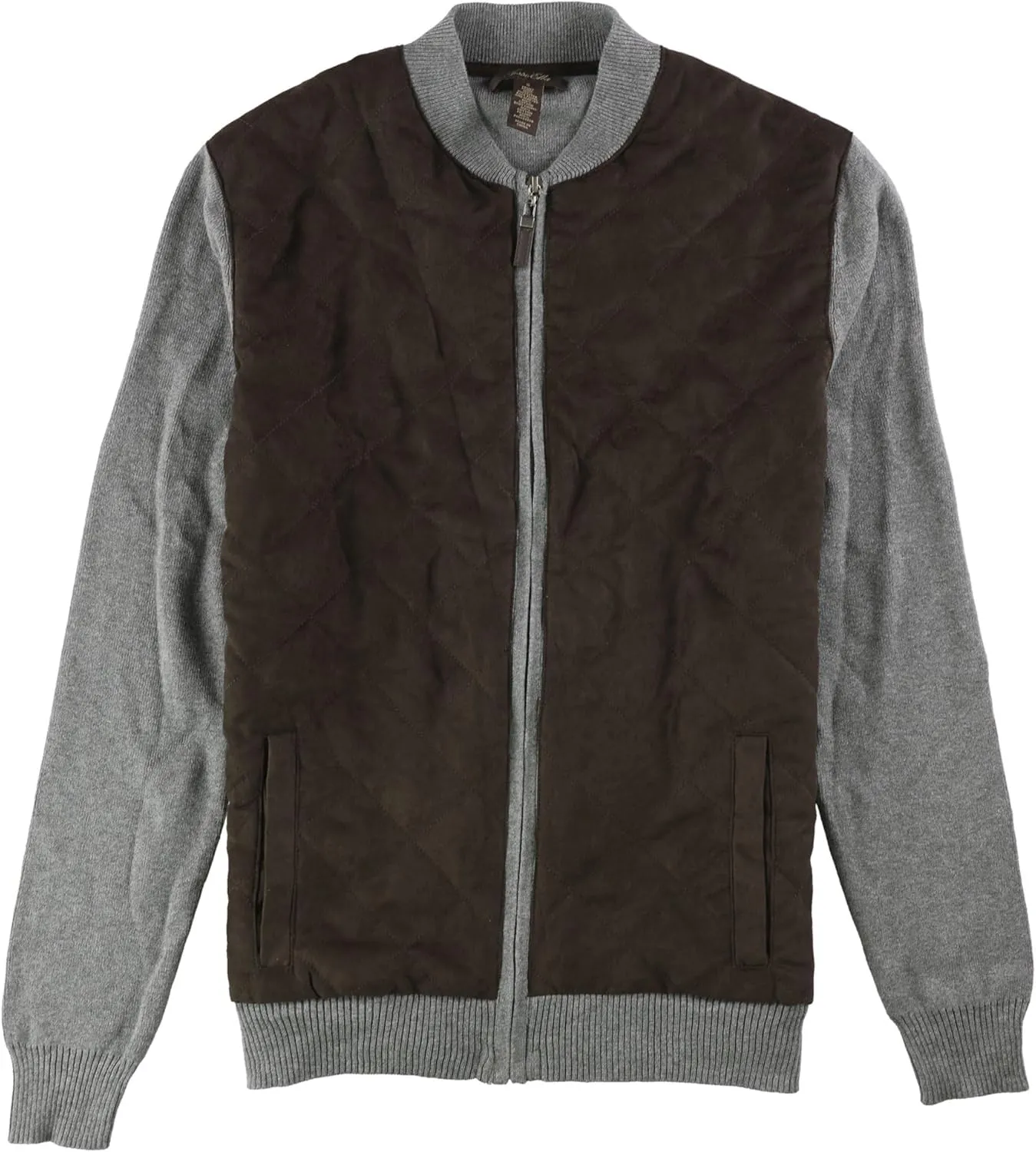 Tasso Elba Mens Quilted Front Baseball Jacket Steel Heather L